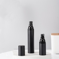Nouvelle conception, flacon pulvérisateur sans air en plastique noir mat de 15 ml, 30 ml, 50 ml, flacon de parfum rechargeable, flacon pompe sans air pour lotion