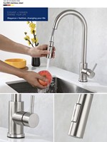 Robinet de cuisine moderne en acier inoxydable, rotation à 360°, robinet mélangeur d'eau froide et chaude extensible