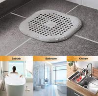 Bouchon de drainage de cheveux carré gris, dispositif filtrant avec ventouse, lot de 2