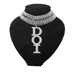 Collana con Lettere in Acciaio Inossidabile <span class=keywords><strong>a</strong></span> Catena Larga (Delta Iota Phi Lambda Zeta Chi Eta Phi) - Regalo Perfetto per Sorelle di Confraternite - Product Image 5