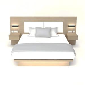 Cama de Lujo de Madera Maciza Tamaño King Size Diseño para Hotel de Negocios con Cabecero para Proyecto de Mobiliario Holiday Inn Base de Colchón Comercial - Product Image 2