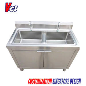 Fregadero Doble de Acero Inoxidable con Mueble, Suministro de Fábrica VICTORY, Fregaderos de Cocina de Acero Inoxidable para Hoteles y Restaurantes - Product Image 4