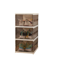 Boîte de rangement pour chaussures en plastique PPHIPS pliable sans assemblage, design épaissi, rangement multi-niveaux, style minimaliste moderne, salon