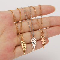 Collar de Alas de Ángel de Acero Inoxidable con Baño de Oro Rosa de 18K y PVD, Sin Deslustre, al por Mayor, para Mujer