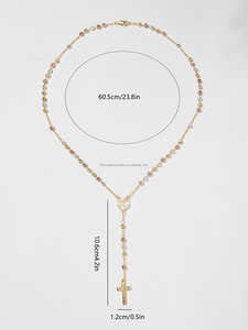 Collar <span class=keywords><strong>con</strong></span> Colgante <span class=keywords><strong>de</strong></span> <span class=keywords><strong>Cruz</strong></span> y Rosario <span class=keywords><strong>de</strong></span> la Virgen <span class=keywords><strong>de</strong></span> Guadalupe, Chapado en <span class=keywords><strong>Oro</strong></span>, Tricolor, para Mujer - Product Image 3
