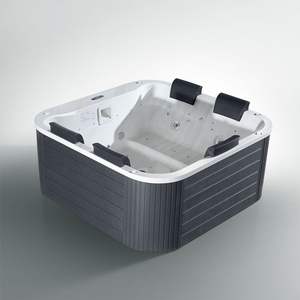 Bains à remous en bois et jacuzzis Baignoire de jardin carrée extérieure Air extérieur 5 personnes Baignoire en bois acrylique avec chauffage - Product Image 1