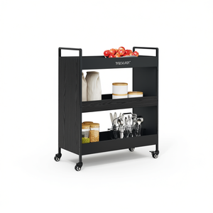 Carrello da Cucina Lany 27.6x11.8x32.3 Pollici in Legno Ingegnerizzato con 2 Ripiani, Carrello Portatile - Product Image 1