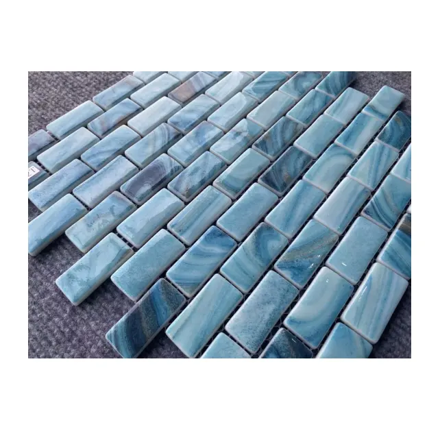 New Designs Hot Sale Fashion Design Square Shape Luminous Maroccan Tiles Swimming Pool Tiles Crystal Glass Mosaic