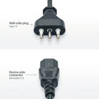Câble d'alimentation Huizon HZC-C-5 de type italien L, fiche IEC C13 H05ZIZI-F 3G 1.0mm LSZH 10A 250V AC, 3 conducteurs en cuivre pur pour armoires de serveurs