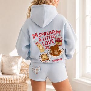 Ensemble sweat à capuche et short surdimensionné pour femme, grande taille, coton de haute qualité avec logo brodé personnalisé, tenue décontractée 2 pièces - Product Image 2