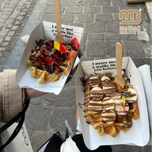 ถาดกระดาษวาฟเฟิลทำจากกระดาษแบบใช้แล้วทิ้งถาดใส่อาหารขนม - Product Image 4