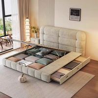 2025 Fabrikpreis Hochwertiges Modernes Luxuriöses Bett im Italienischen und Französischen Stil, Weiches Bett aus Einfachem Chenille-Samt