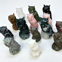 Statue d'hibou en cristal naturel mélangé, sculptée et polie, en pierre précieuse, pour la guérison Reiki, la décoration intérieure et la collection, vente en gros