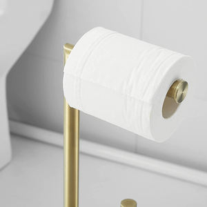 Rollo de papel higiénico de acero inoxidable SUS304, soporte de pie para suelo, <span class=keywords><strong>sin</strong></span> perforación, con estante para teléfono y soporte de almacenamiento gratis - Product Image 4