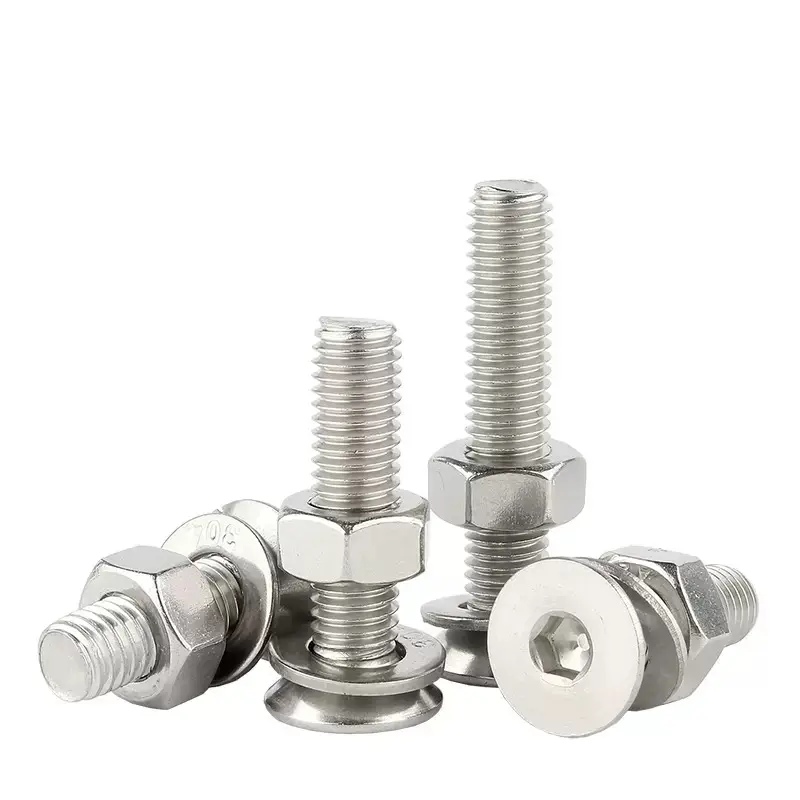 Fastener A2 304 không gỉ Allen chìm Đầu phẳng Máy Vít bu lông Nut phẳng/mùa xuân máy giặt Kit