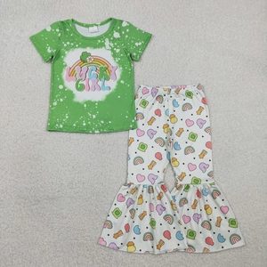 Conjunto de Dos Piezas para Niña, Estilo Casual con Estampado de Vaca y Volantes Color Caqui, para Primavera/Verano - Product Image 5