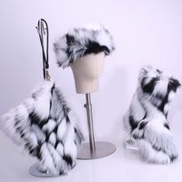 Commercio all'ingrosso colorful faux e reale birichino grande lungo alto pelliccia di volpe della neve stivali set di corrispondenza con i sacchetti della borsa di fascia per delle signore delle donne
