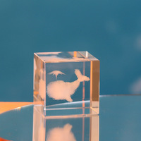 Cube thérapeutique créatif en verre de quartz transparent gravé en 3D pour bureau, ornement de bureau, cadeau créatif