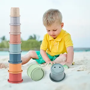 Jouet drôle de tasses de nidification de tasse empilable, jouet de bain et de construction de bébé pour l'éducation précoce