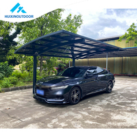 Abri de voiture double résistant au vent et à la neige, abri de voiture en aluminium pour stationnement de voitures avec toit en polycarbonate, abri de voiture solaire