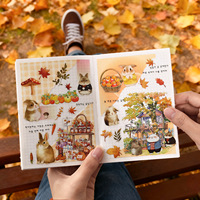 4 feuilles/paquet Autocollants en peluche à motifs de contes, autocollants pour cahier vierges, autocollants pour enfants, matériaux pour cahier en PET