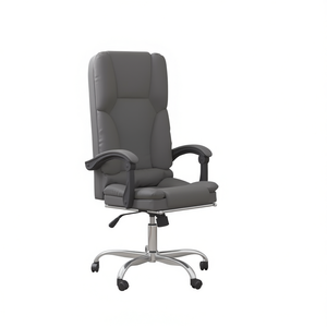 Sedia da Ufficio Grigia in Ecopelle con Base in Metallo Girevole e Funzione Massaggio Modello D0100H775ET - Product Image 1