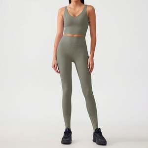 Conjuntos de Yoga Personalizables de Alta Calidad para Mujer, Moda 2025, Spandex/Nailon, Cintura Elástica Sólida, 2 Piezas, Secado Rápido, Sin Costuras - Product Image 4