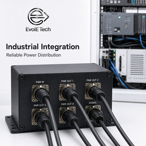 Boîtier de distribution d'alimentation en alliage d'aluminium moulé sous pression IP67 haute fiabilité avec connecteurs circulaires M12, jonction multi-canaux pour alimentation et signal - Product Image 5