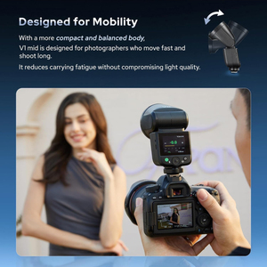 Flash pour appareil photo <span class=keywords><strong>Godox</strong></span> <span class=keywords><strong>V1</strong></span> Mid <span class=keywords><strong>O</strong></span> TTL à tête ronde pour appareils photo Olympus Panasonic 55Ws 2.4G sans fil avec écran tactile Speedlite - Product Image 2