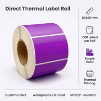 Rouleau d'étiquettes thermiques violettes résistantes aux rayures 60*40mm, autocollantes, pour étiquettes de date de cuisine et de restauration