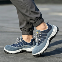 Chaussures de sécurité pour hommes à embout d'acier en daim, résistantes aux glissades et aux perforations, pour l'usine et la construction