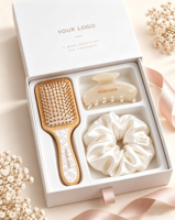 Ensemble de pinces à cheveux, brosse et chouchou en acétate personnalisables avec logo et couleur, respectueux de l'environnement, emballage cadeau haut de gamme pour filles