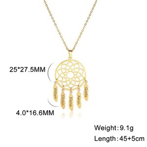 <span class=keywords><strong>Atrapasueños</strong></span> con forma <span class=keywords><strong>de</strong></span> campanas <span class=keywords><strong>de</strong></span> viento, grabado <span class=keywords><strong>de</strong></span> acero inoxidable, collar con nombre múltiple personalizado, colgantes, regalos <span class=keywords><strong>de</strong></span> joyería para la familia - Product Image 6