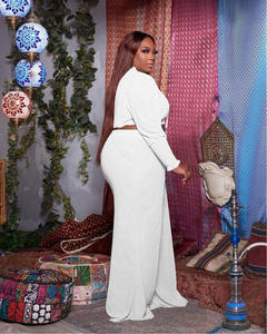 <span class=keywords><strong>Elegante</strong></span> Completo Due Pezzi <span class=keywords><strong>Taglie</strong></span> Forti per <span class=keywords><strong>Donna</strong></span>, Top Corto con Lacci e Pantaloni, Set Casual Plus Size - Product Image 6