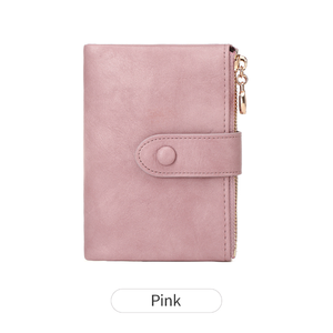 Vintage Oil Wax Genuine Cowhide <b>Wallet</b> Hot Selling Double Zipper RFID Multifunctional Short Length Anti-Theft PU Lining - Product Image 4