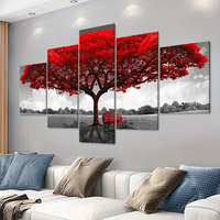 5 pièces/ensemble, affiches d'art sur toile encadrée en bois, impressions, paysages naturels modernes, décoration murale pour la chambre à coucher, décoration de salon