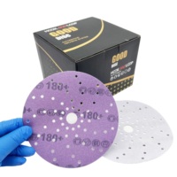 Disque abrasif en céramique violet multi-trous de 150 mm (6 pouces) à dureté moyenne pour réparation automobile, support OEM
