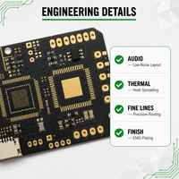 Fabricant de circuits imprimés (PCB) FR4 sur mesure à 2-4 couches pour amplificateurs audio avec conception à faible bruit, finition de surface ENIG et épaisseur personnalisée
