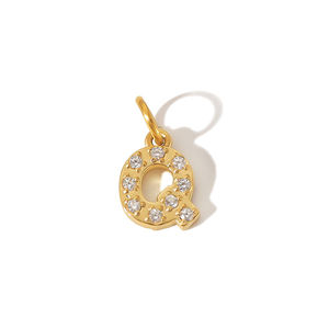 Phụ kiện mặt dây chuyền chữ cái viết tắt 26 chữ cái mạ vàng 14K bằng thép không gỉ, đá zircon 8*6mm, tự làm đồ trang sức - Product Image 2