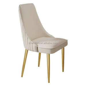 Customized Faux Genuine Full Grain Leather Upholstered Luxury Modern High Back Dining Room Chairs Home Furniture Stainless Steel - Product Image 1