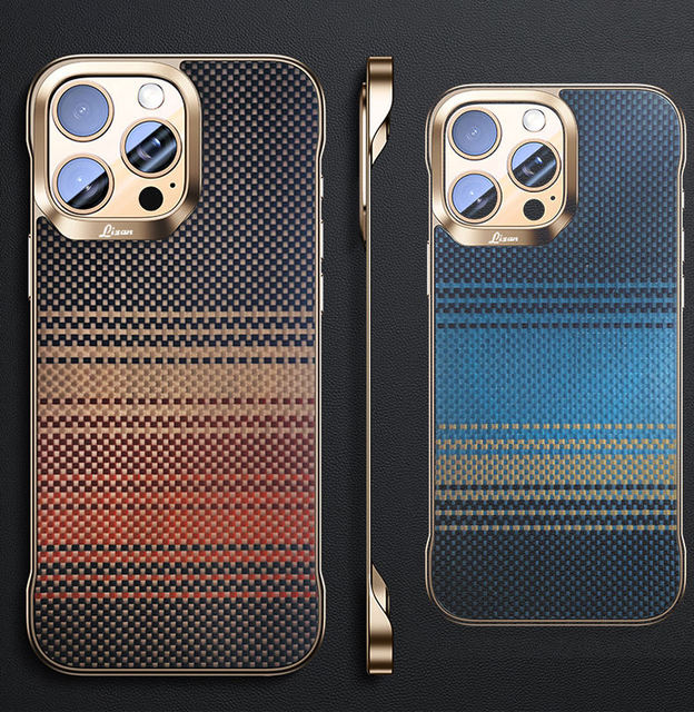 Luxury Design Case Carbon Fiber Texture Back Cover for IPhones 15 Pro Max Ultra Slim 1500D Aramid Fiber Frameless Magnetic Case