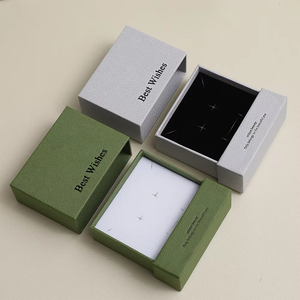 Boîte à bijoux de luxe coulissante 9*9cm Boîte d'emballage de bijoux en carton personnalisée Boîte à collier coulissante avec logo personnalisé - Product Image 2