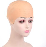 Chapeau Chauve d'Halloween Peau Chauve Chapeau en Latex Épais Tête de Tête de Crâne Perruque Déguisement Chapeau Cosplay pour Enfants Adultes