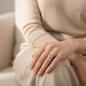 Bague demi-éternité de haute qualité en or blanc massif 18 carats avec diamants naturels véritables, semi-monture sans pierre principale, pour fiançailles - Product Image 6