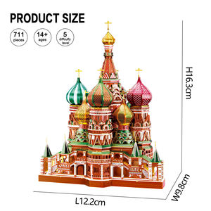 <span class=keywords><strong>Puzzle</strong></span> 3D en métal de la cathédrale Saint-Basile de Moscou, architecture colorée russe, cadeau de Noël pour adultes ou enfants - Product Image 3