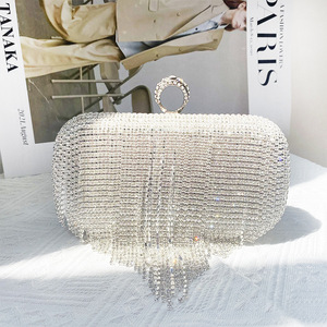 Hot Selling Beaded Clutch Bag With Ring Handle Sparkling Evening Party Purse Crystal Diamond Crossbody Handbag shiny handbags - Product Image 6