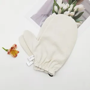 exfoliant en soie spa shower bath glove massage scrubber mitt mitten 100% cocoon organic white raw silk exfoliating gloves