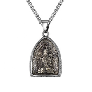 Nueva joyería de budismo, colgante de Buda de acero inoxidable, collar de amuleto tailandés - Product Image 6