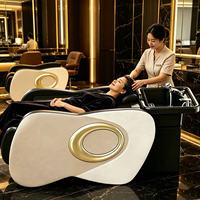 Lit de massage électrique professionnel pour shampoing, 3 niveaux de massage, en PU imperméable, idéal pour les salons de beauté et les instituts capillaires commerciaux urbains