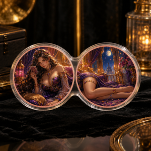 Lot de 2 pièces de 1 oz en cuivre, ensemble de pièces jumelles imprimées en 2D, motif Carte de Tarot, Déesse, Lune, Château, Floral, pour collection d'art fantastique et cadeau - Product Image 3